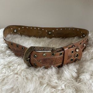 Leatherock leather Amber Swarovski crystal-studded belt. 36 1/2”.